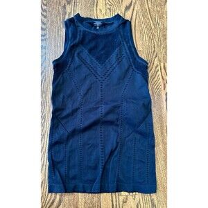 Womens Athleta Oxygen Activewear Black Mesh Detail Workout‎ Tank Top Size XS EUC